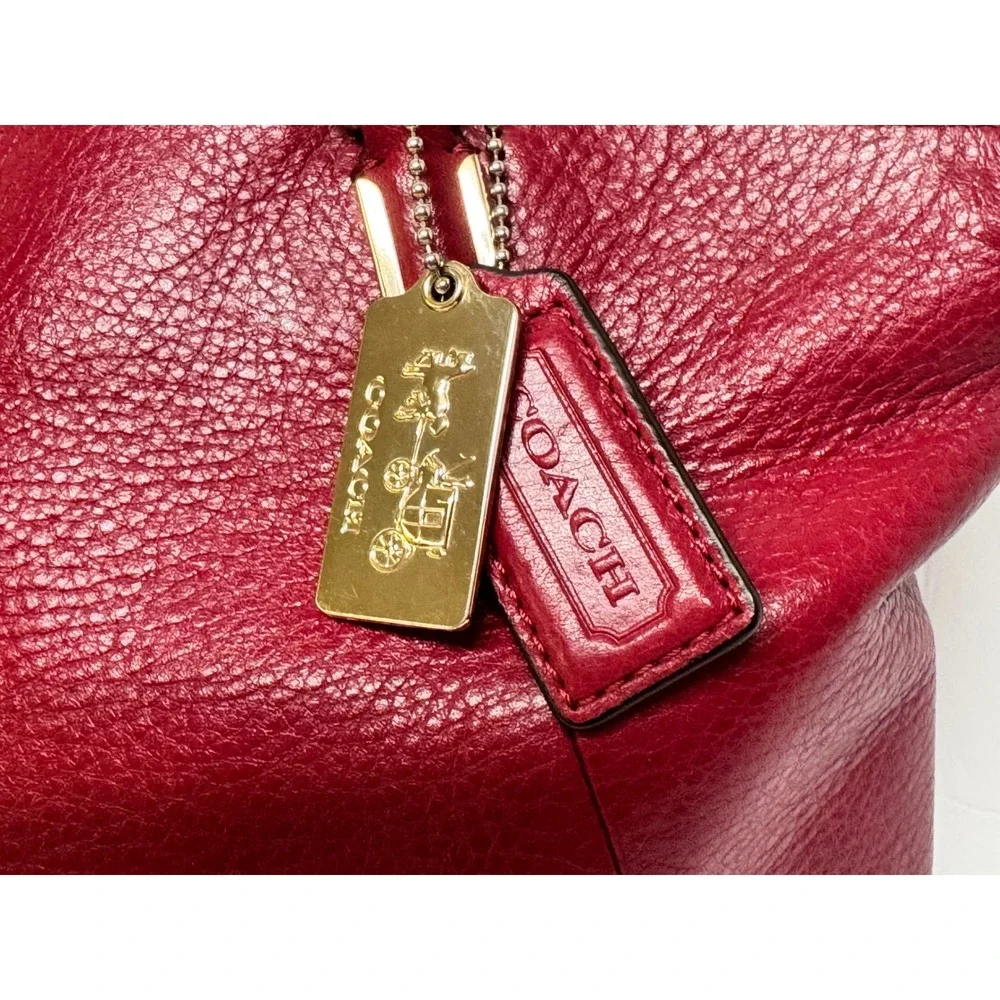 Coach Kelsey Satchel Red Pebbled Leather Gold Hardware Tote Bag Handbag